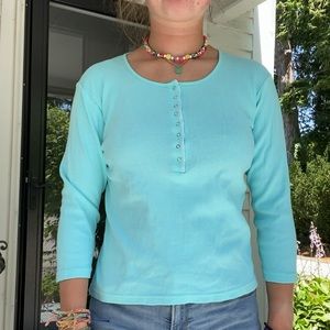 Teal vintage three quarter tee